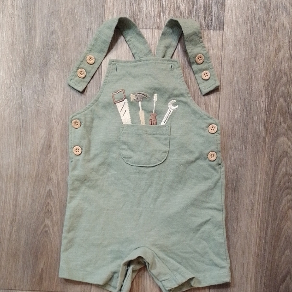 Pekke Kids' Green Overalls with Tool Embroidery